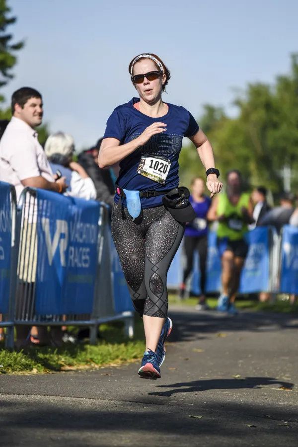 Geena finishing strong - Smoky Mountains Half - Sept 2017