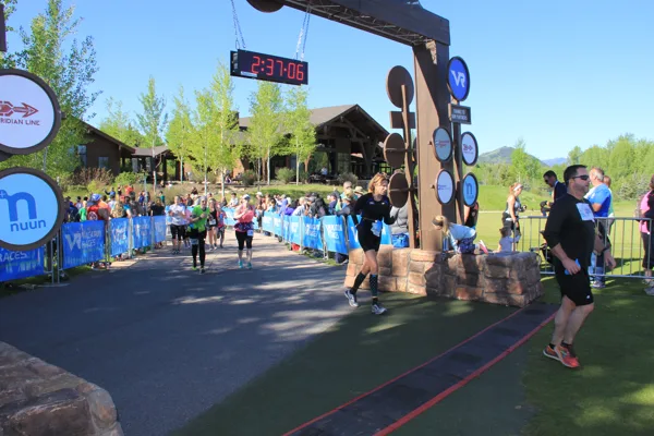 Lynn @ finish of Grand Teton Half Marathon, June 2016